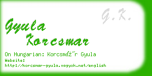 gyula korcsmar business card